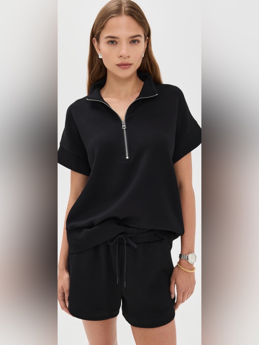 Varley Ritchie Short Sleeve Half Zip Black Size Large